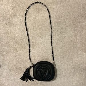 Valentino by Mario Valentino Bella Chain Leather Crossbody Bag- BLACK